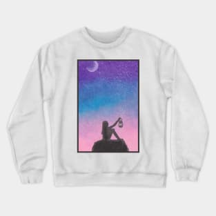 Girl in Beautiful Night Sky Crewneck Sweatshirt